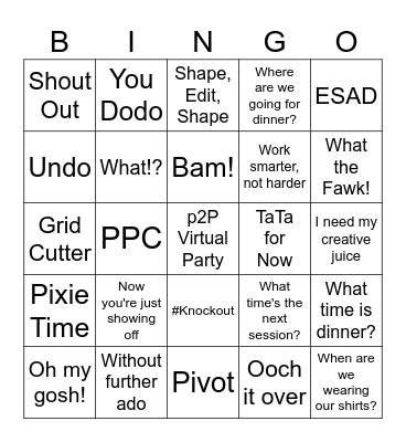 p2P Virtual Party Bingo Card