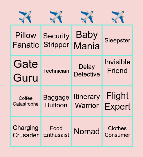 Airport Bingo Card