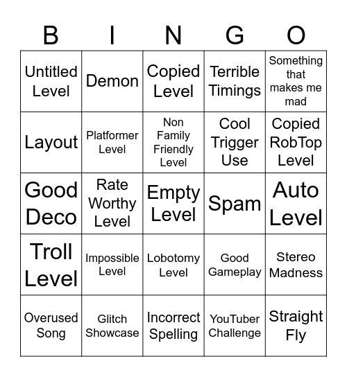 GD Bingo Card