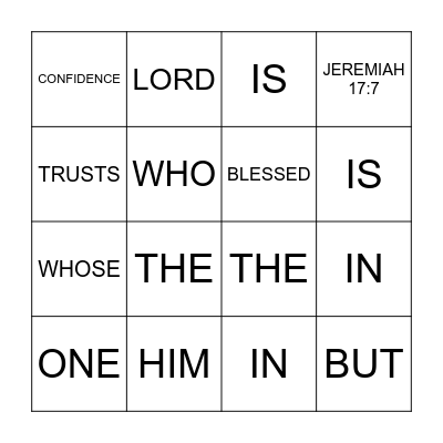 BIBLE VERSE BINGO Card