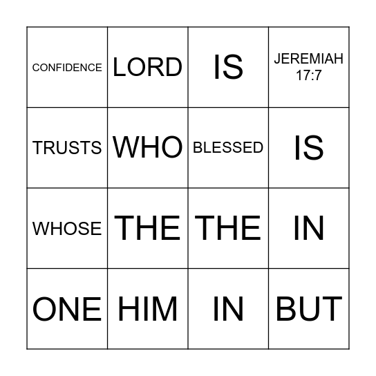 BIBLE VERSE BINGO Card