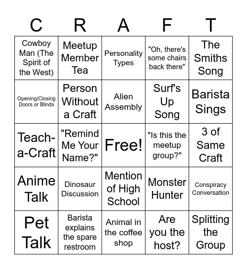 Crafty Bingo Card