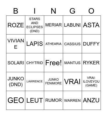 ULTIMATE AU BINGO Card