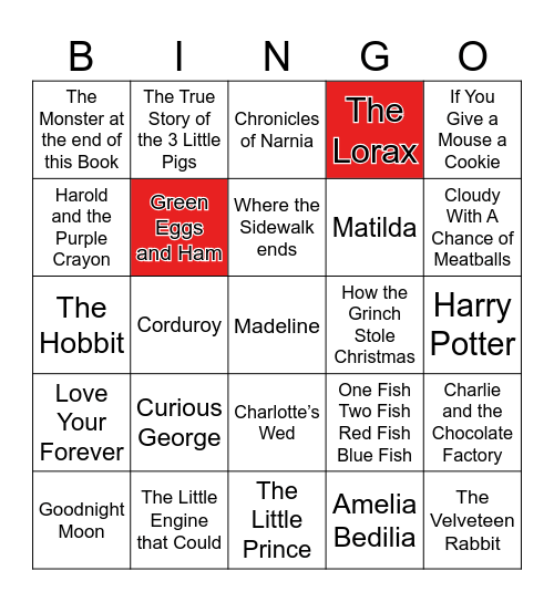 Children's Books Bingo Card