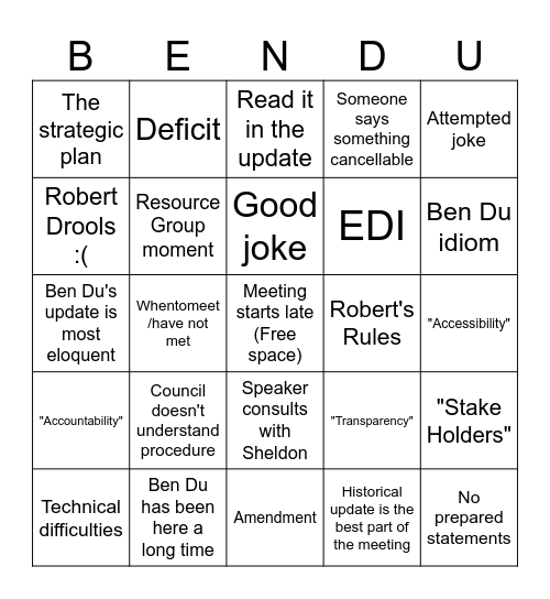 AMS Bingo Card