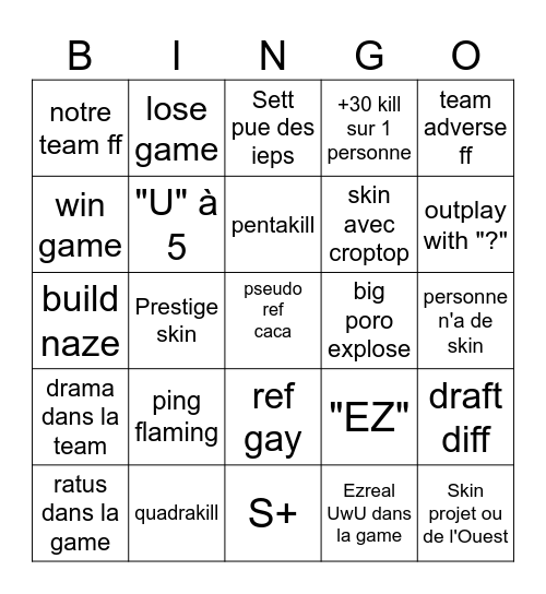 ARAMAGE DE SEL Bingo Card