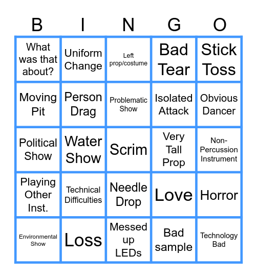 WGI Bingo Card