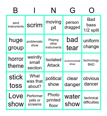 WGI Bingo Card