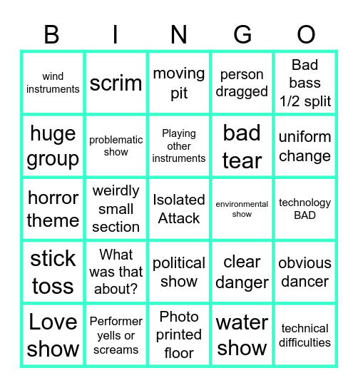 WGI Bingo Card