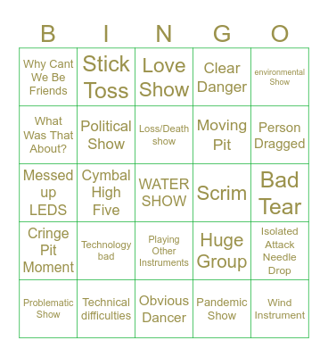 WGI BING BING WAHOO Bingo Card