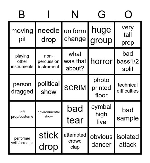 WGI BINGO Card