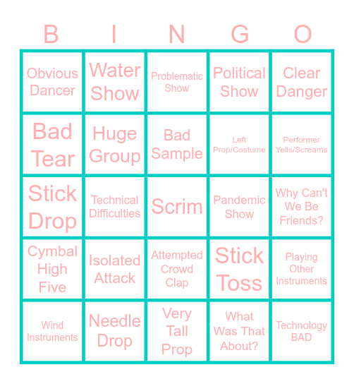 WGI Bingo Card