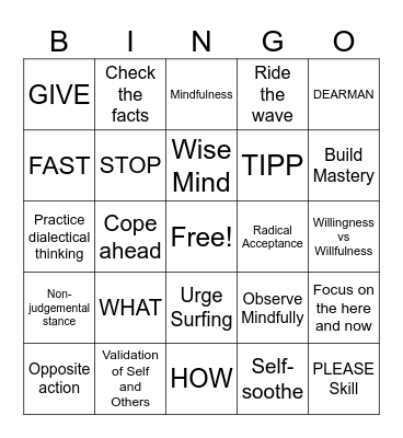 DBT BINGO Card