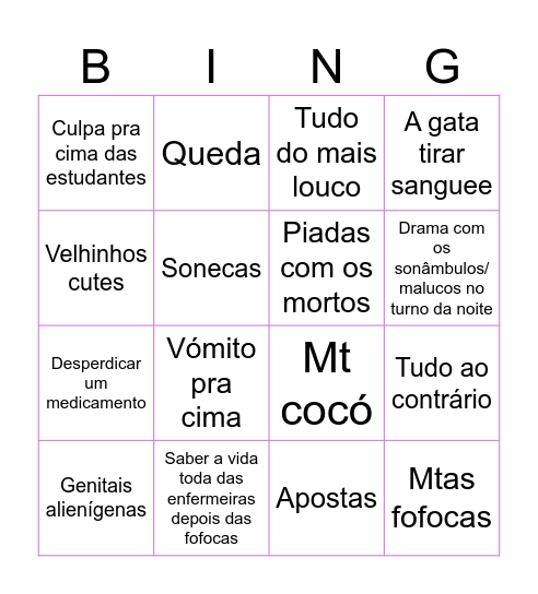 Bingo do hospital do barreiro Bingo Card