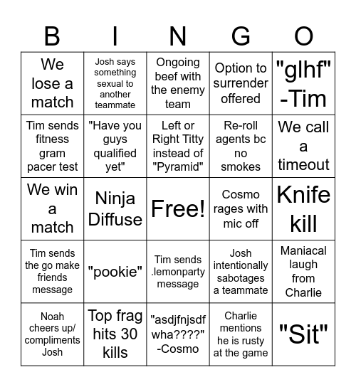 Breeze Bingo Card