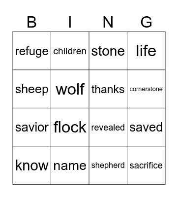 4th Sunday of Easter year B Bingo Card