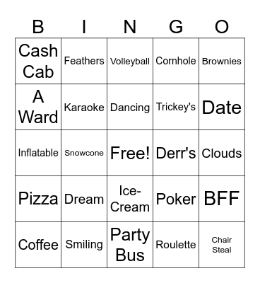 After-Prom Bingo- Send to 812-457-1524 to win! Bingo Card