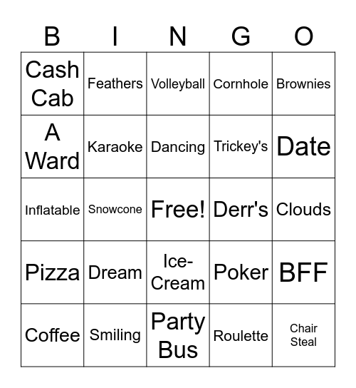 After-Prom Bingo- Send to 812-457-1524 to win! Bingo Card