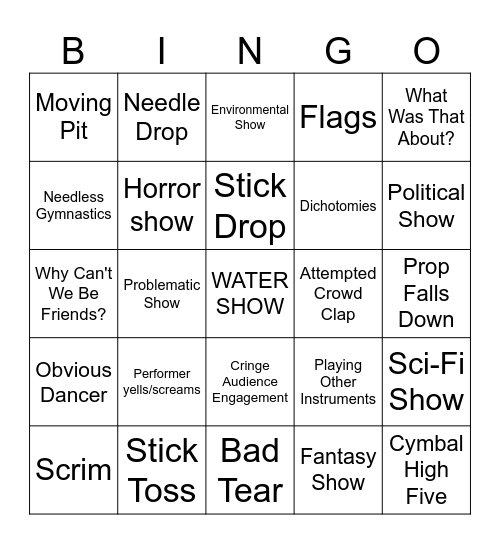 WGI BINGO Card