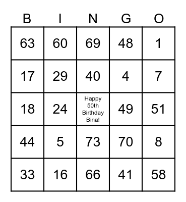 Fun Facts About Bina Bingo Card