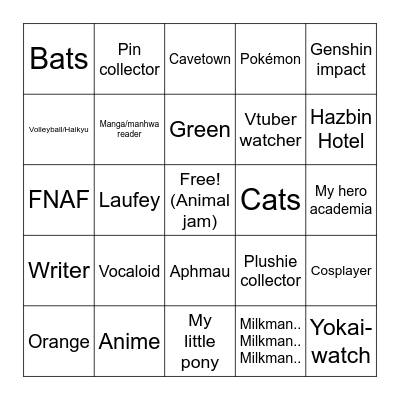 Leon’s bingo Card