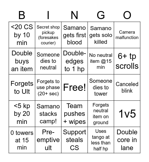 Untitled Bingo Card
