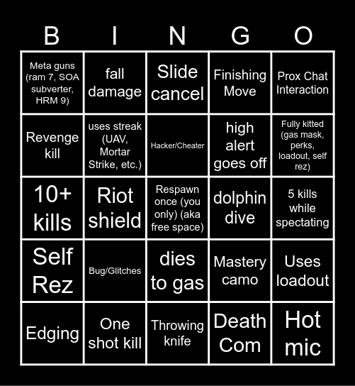 WZ Rebirth Island Bingo (MW3 Season 3) [creds to big puffer] Bingo Card