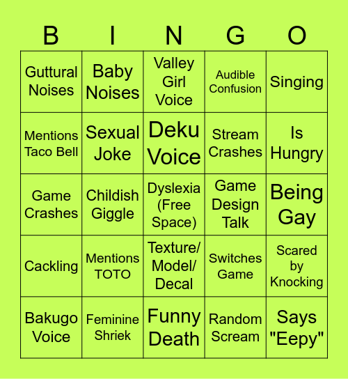 JELL RATT Bingo Card