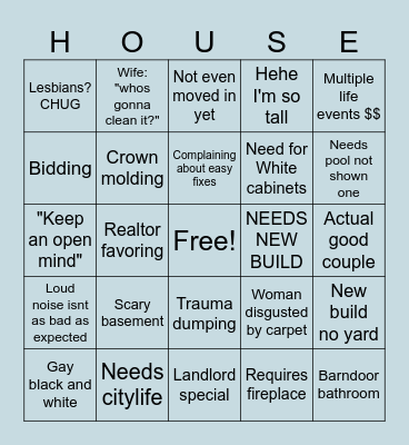 house hunters Bingo Card