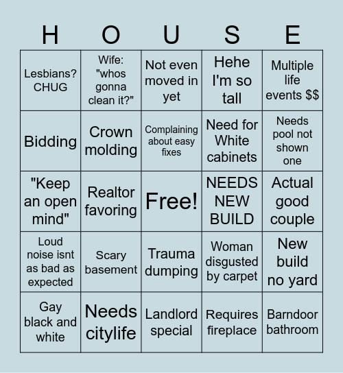 house hunters Bingo Card