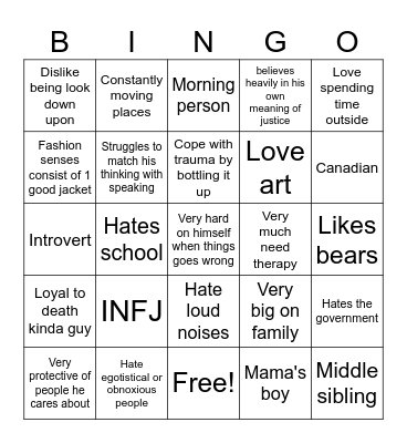 Kota Kinnie Bingo Card
