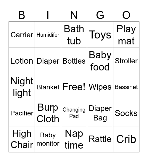 Baby Bingo Card