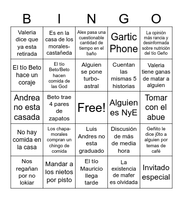 Average familia morales reunion Bingo Card