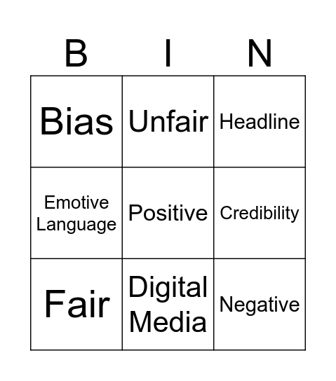 Year 8 Week 2 Key Terms Bingo Card