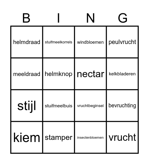 Voortplanting planten Bingo Card