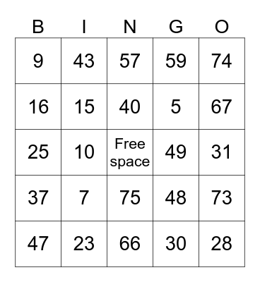 hi Bingo Card