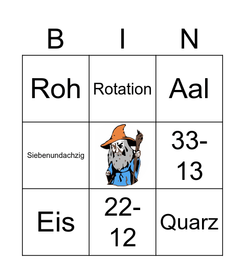 Mathe Bingo Card