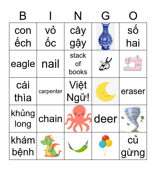 Lớp Hai VN Bingo Bài 11-20 Bingo Card