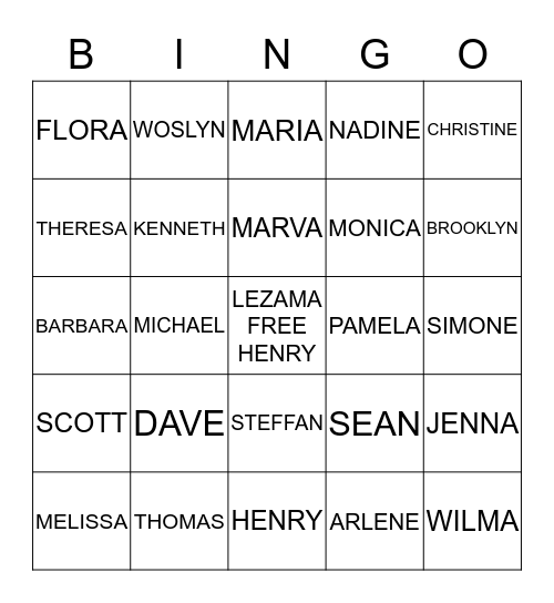 LEZAMA/ HENRY FAMILY DAY 2016 Bingo Card