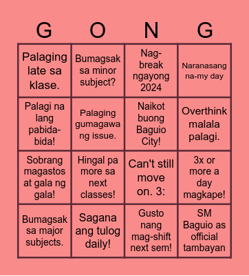 GONG MO NA! Bingo Card