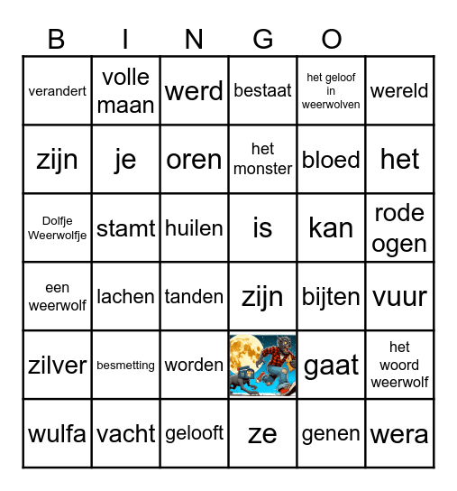 Persoonsvorm en onderwerp: weerwolven Bingo Card