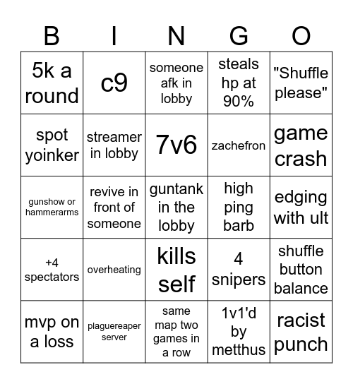 GEVO Bingo Card
