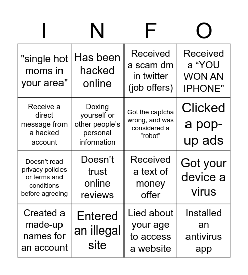 Most Experienced Internet User Bingo Card