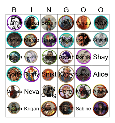 D&D Character Bingo Card