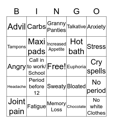 Oh to be a Girl Bingo Card