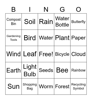 earth day Bingo Card