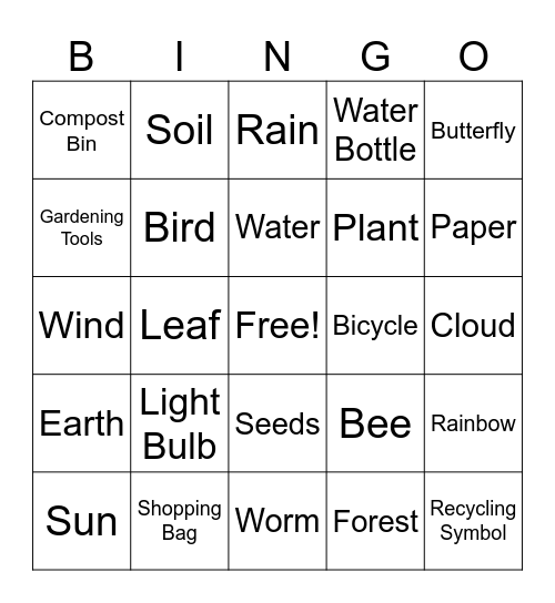 earth day Bingo Card