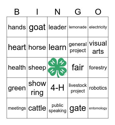4-H BINGO Card