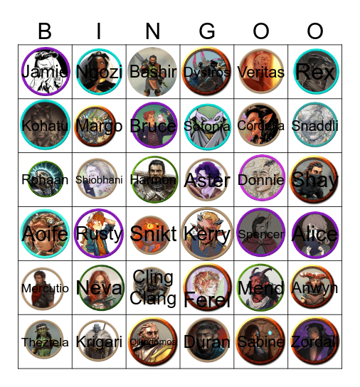 D&D Character Bingo Card