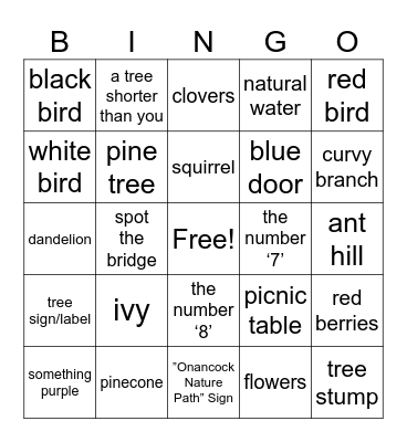 H.O.S. Scavenger Hunt Bingo Card